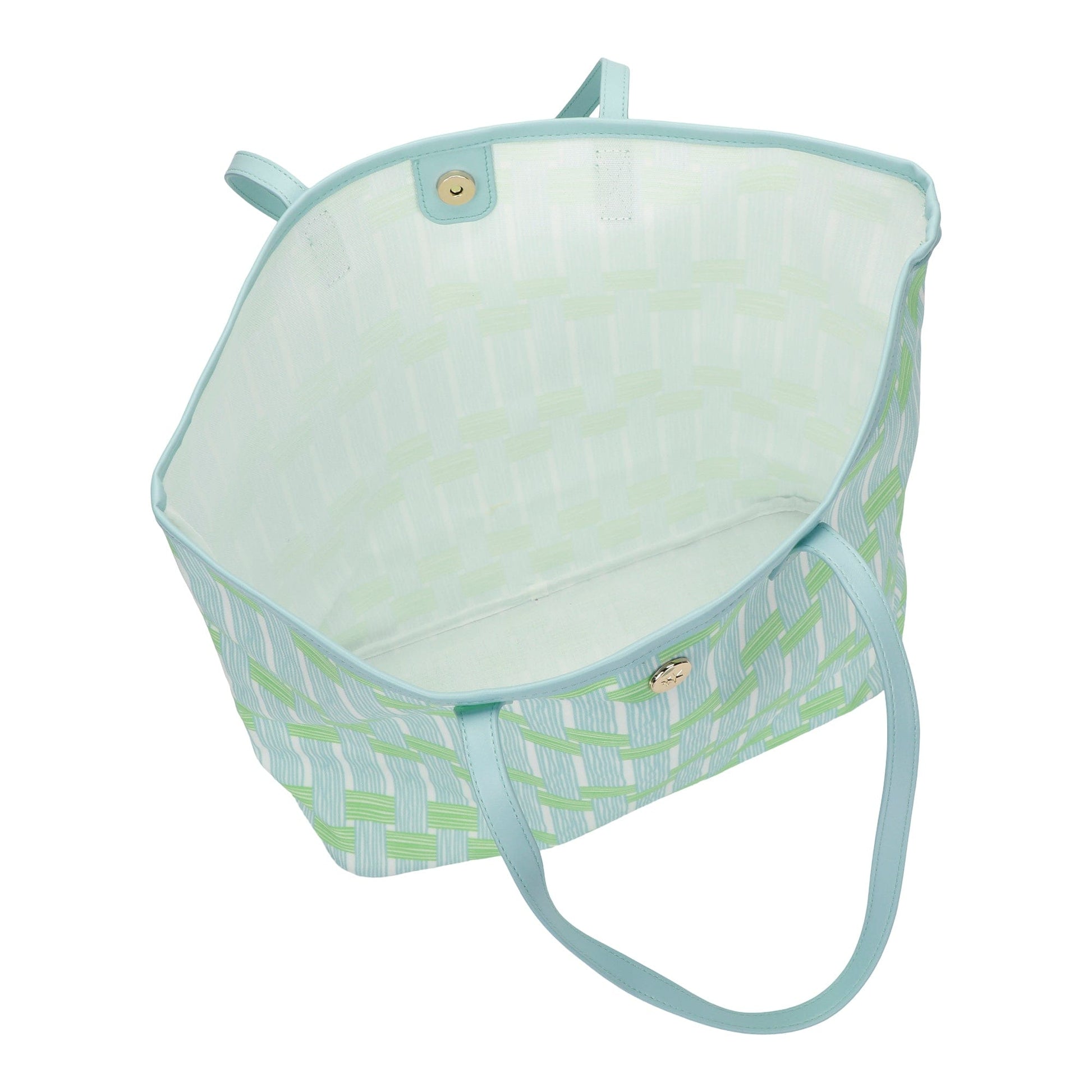 Blue Lattice Oversized Tote with Wallet - Abbies Place