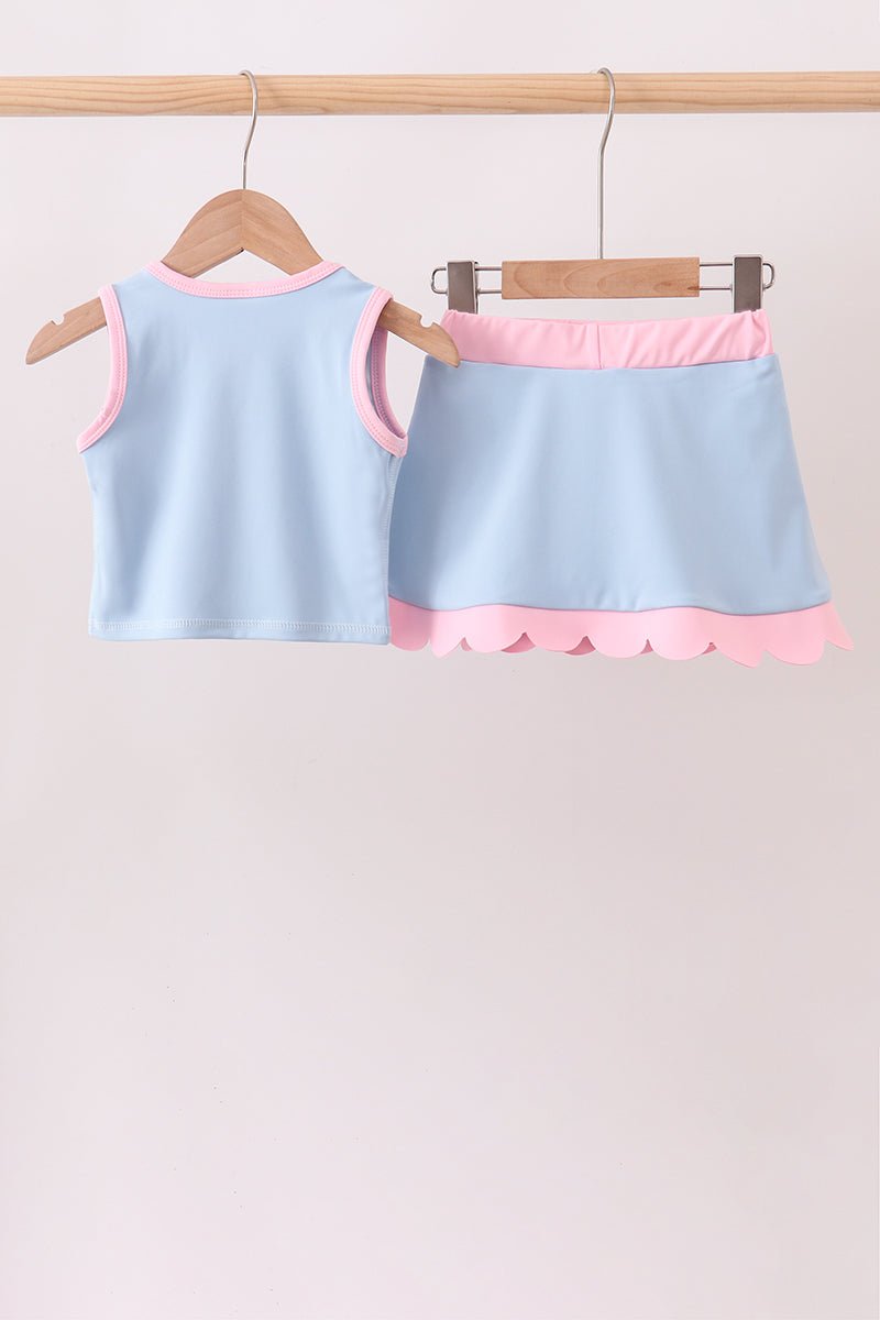 Blue Performance Scalloped Skorts Set - Abbies Place