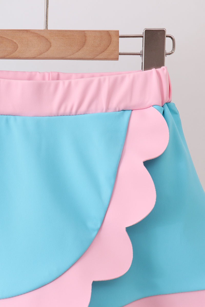 Blue Performance Scalloped Skorts Set - Abbies Place