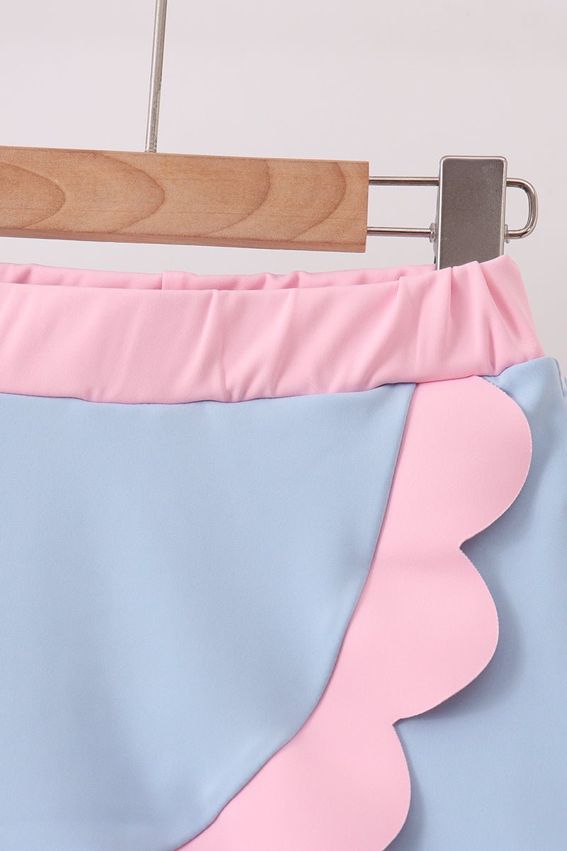 Blue Performance Scalloped Skorts Set - Abbies Place
