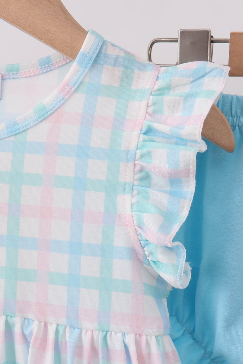 Blue Plaid Ruffle Bloomer Set - Abbies Place