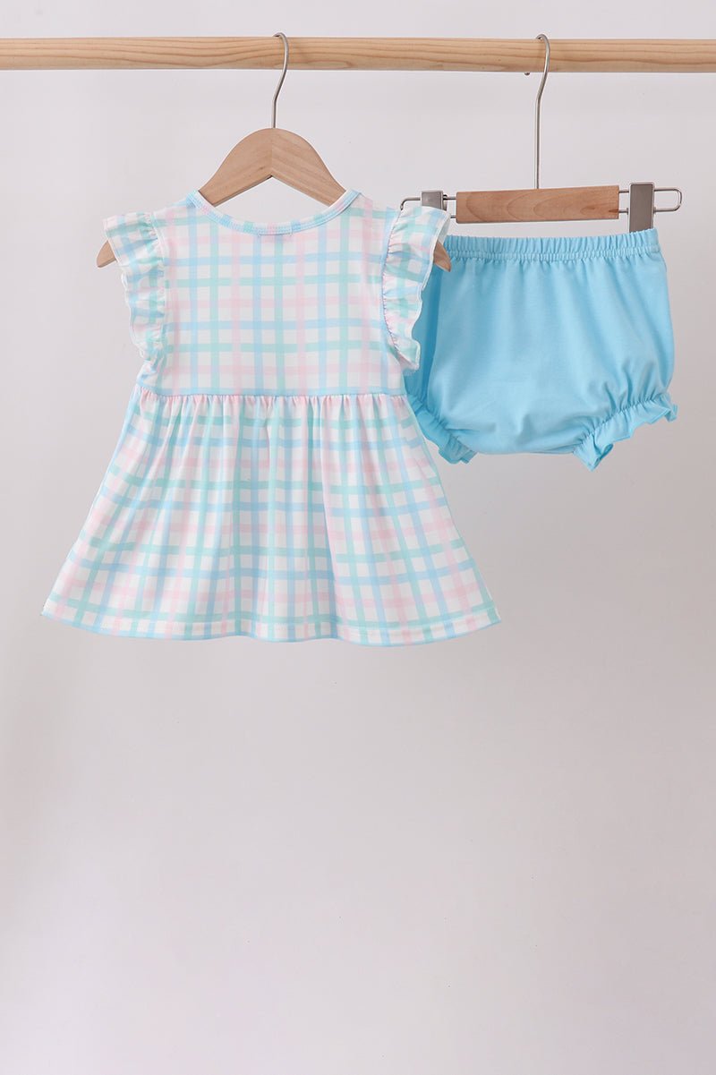 Blue Plaid Ruffle Bloomer Set - Abbies Place