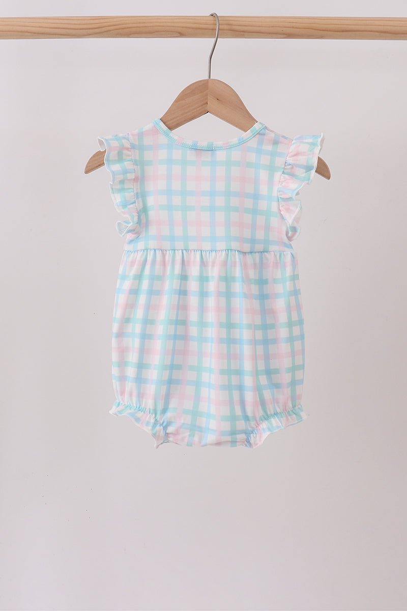 Blue Plaid Ruffle Bubble - Abbies Place