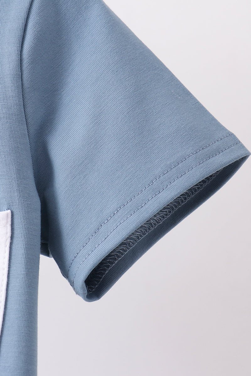 Blue Pocket Grid Shorts Set - Abbies Place