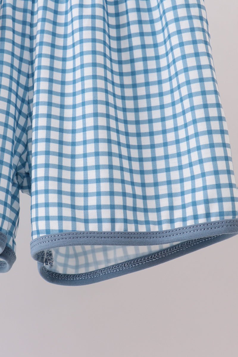 Blue Pocket Grid Shorts Set - Abbies Place