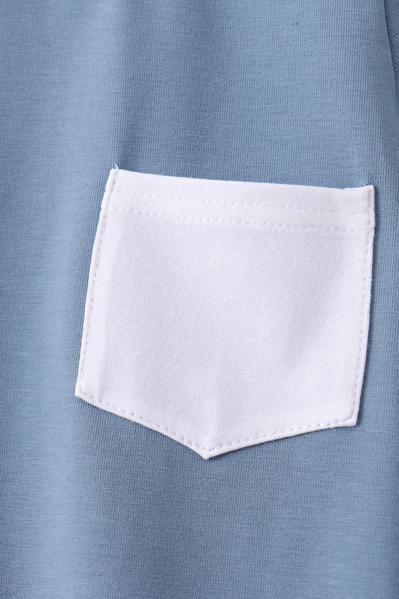 Blue Pocket Grid Shorts Set - Abbies Place