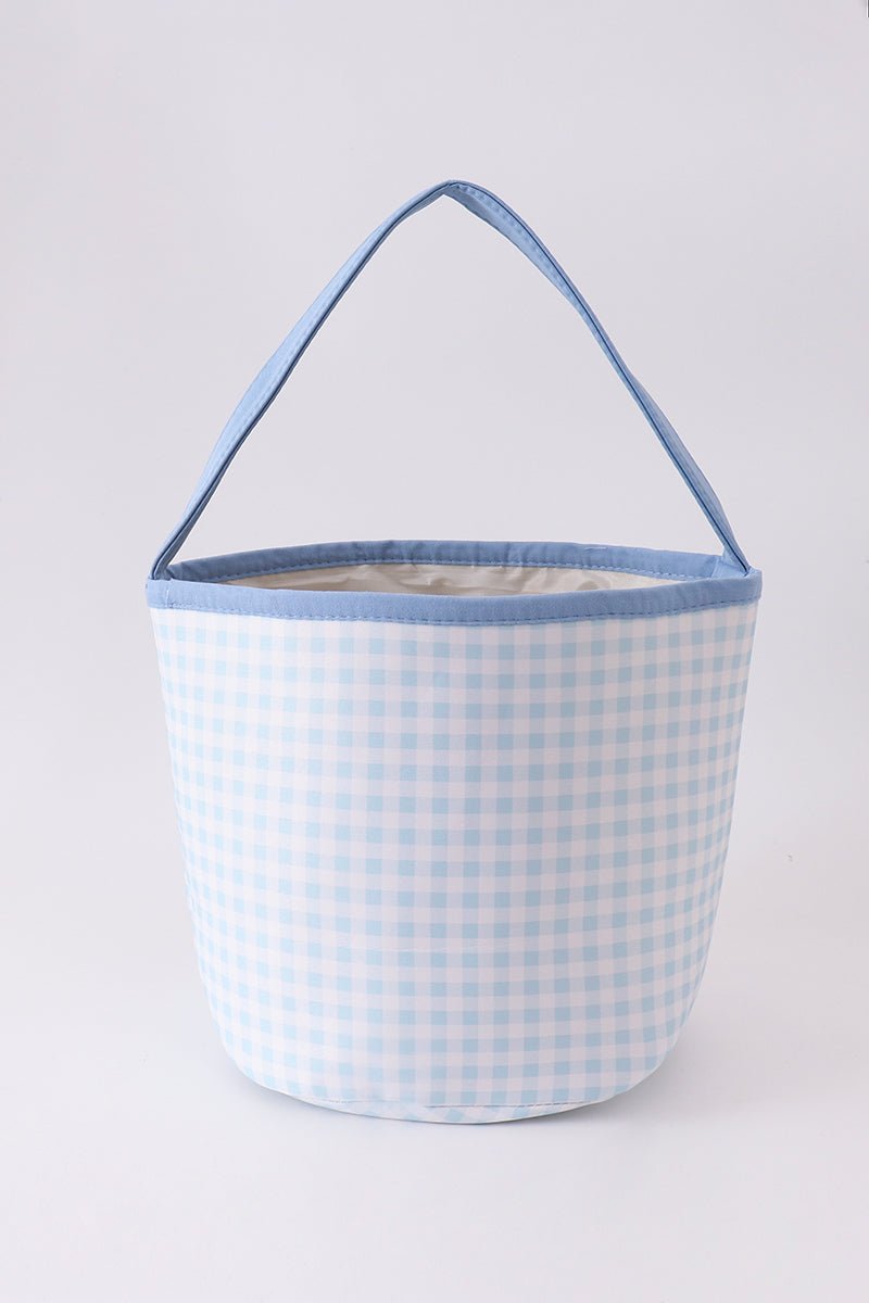 Blue Pumpkin Applique Gingham Basket - Abbies Place