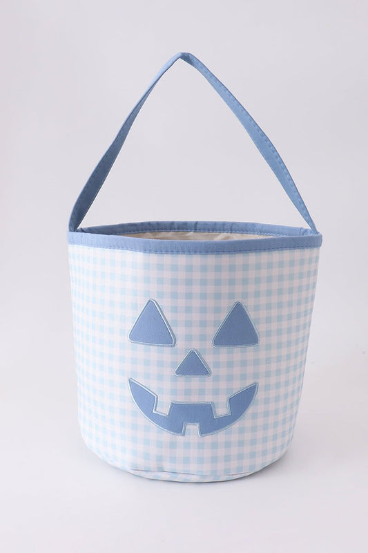 Blue Pumpkin Applique Gingham Basket - Abbies Place