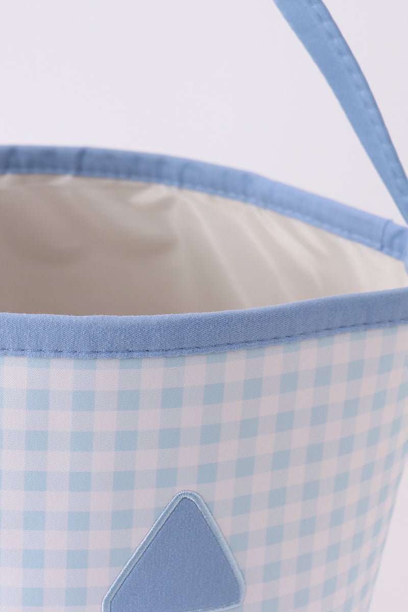 Blue Pumpkin Applique Gingham Basket - Abbies Place