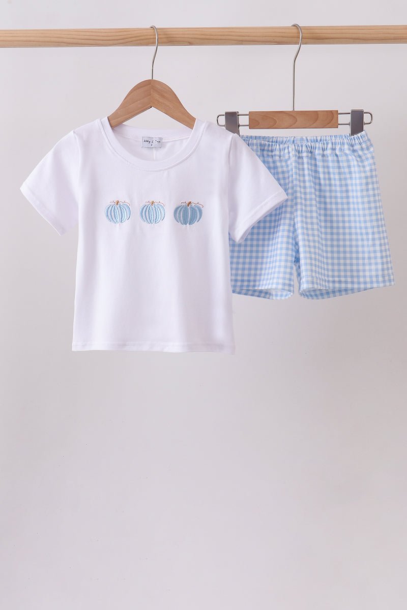 Blue Pumpkin Embroidered Gingham Shorts Set - Abbies Place
