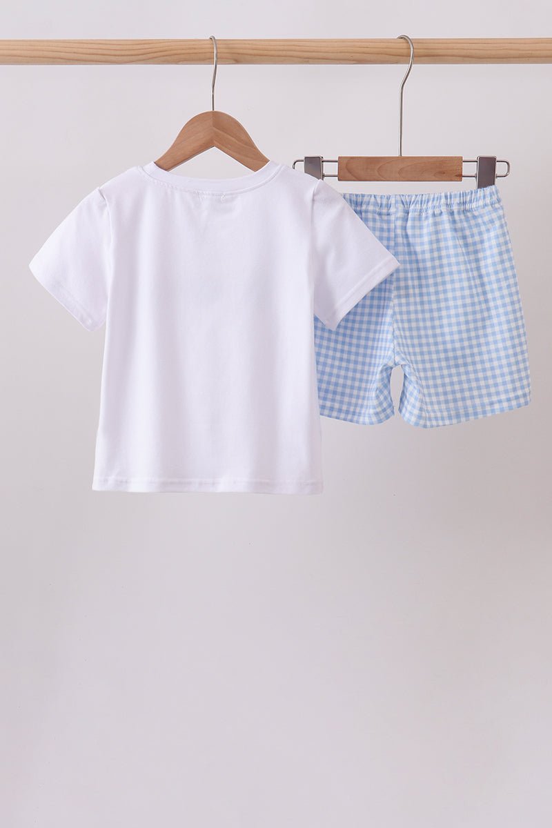Blue Pumpkin Embroidered Gingham Shorts Set - Abbies Place