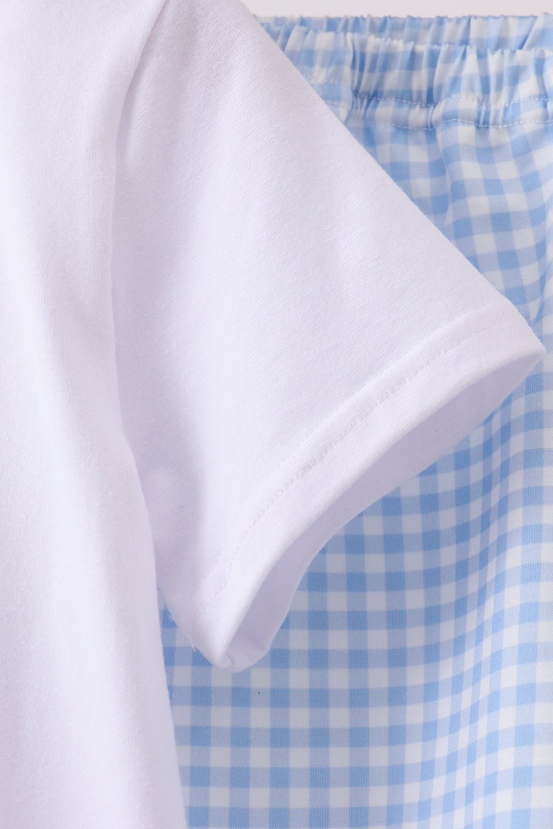 Blue Pumpkin Embroidered Gingham Shorts Set - Abbies Place