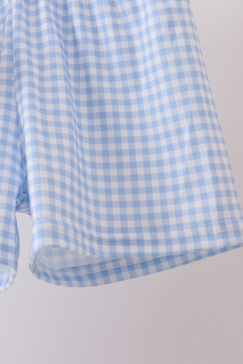 Blue Pumpkin Embroidered Gingham Shorts Set - Abbies Place