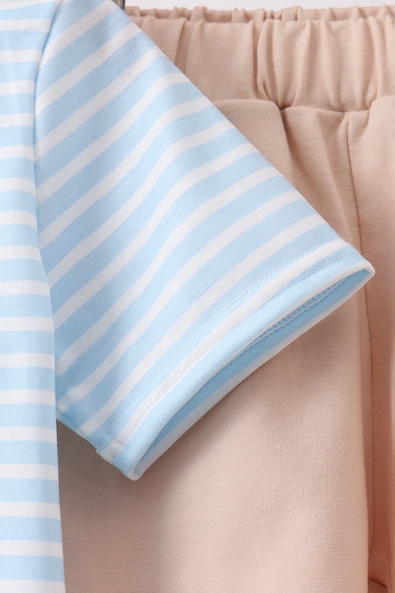 Blue Puppy Ball Embroidered Stripe Shorts Set - Abbies Place