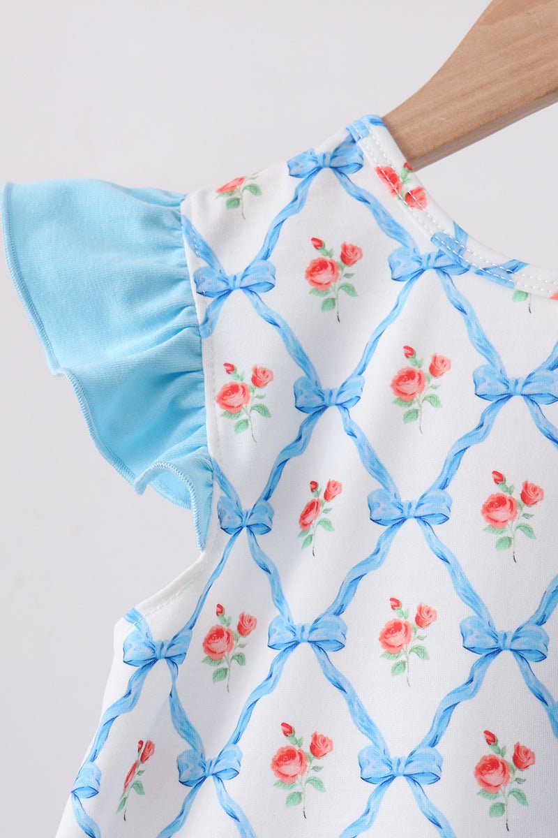 Blue Rose Ruffle Shorts Set - Abbies Place