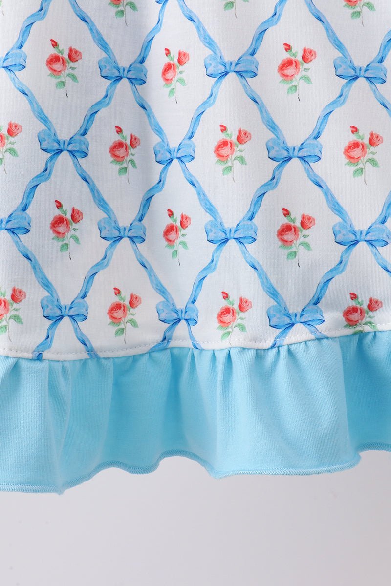 Blue Rose Ruffle Shorts Set - Abbies Place
