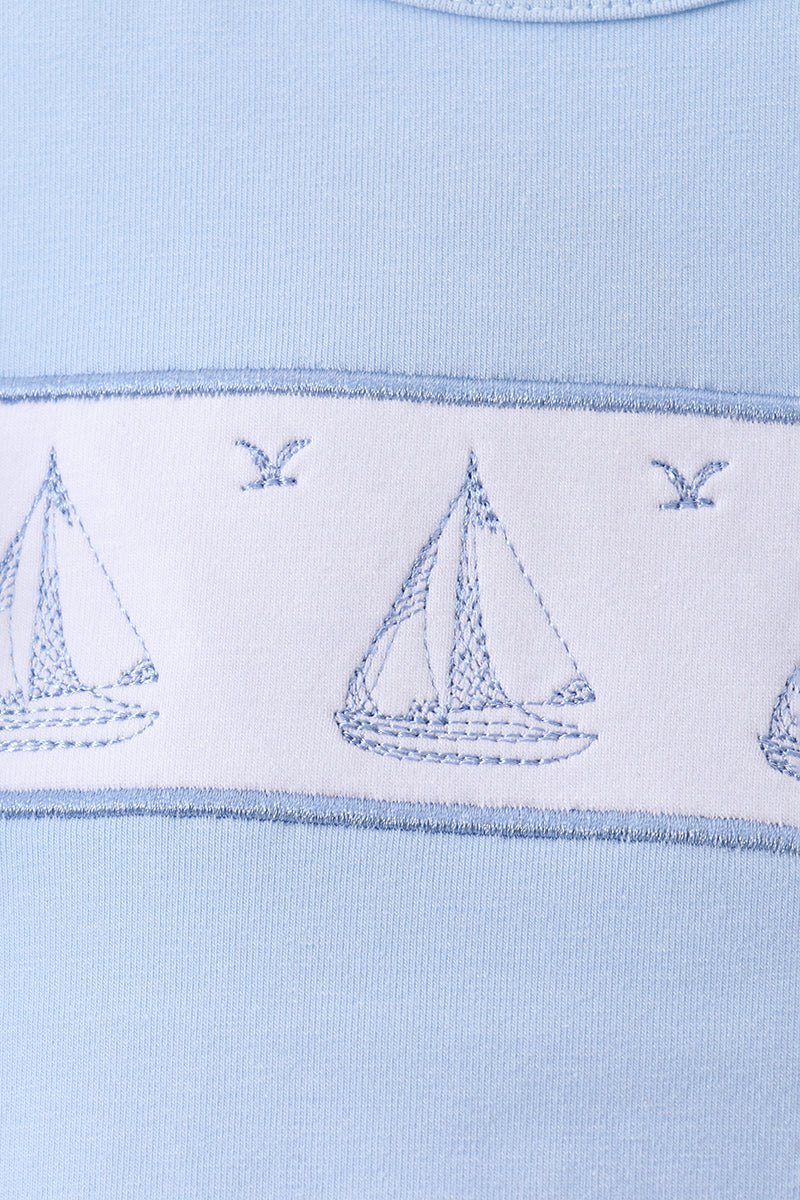 Blue Sailboat Embroidered Skorts Set - Abbies Place