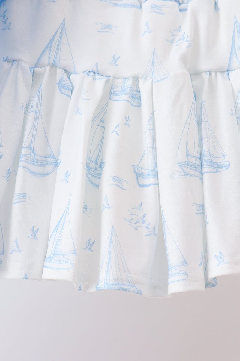 Blue Sailboat Embroidered Skorts Set - Abbies Place