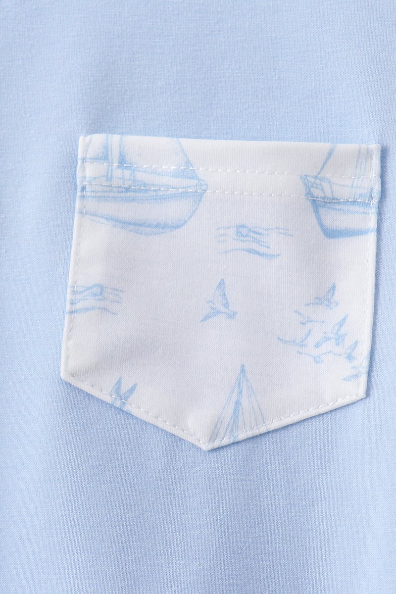 Blue Sailboat Shorts Set - Abbies Place