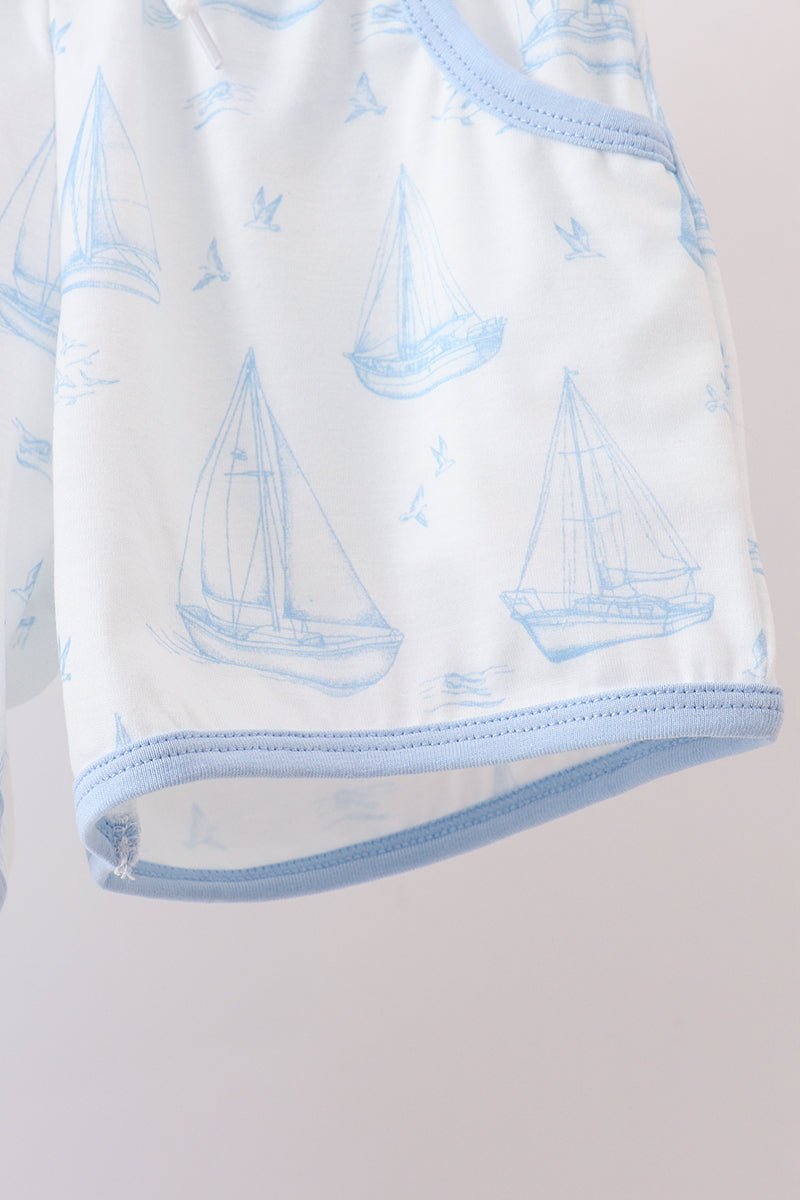 Blue Sailboat Shorts Set - Abbies Place