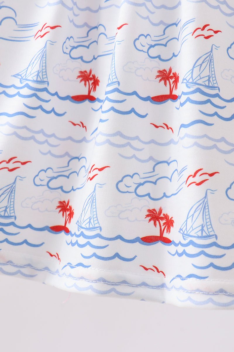 Blue Sailboat Smocked Set - Abbies Place