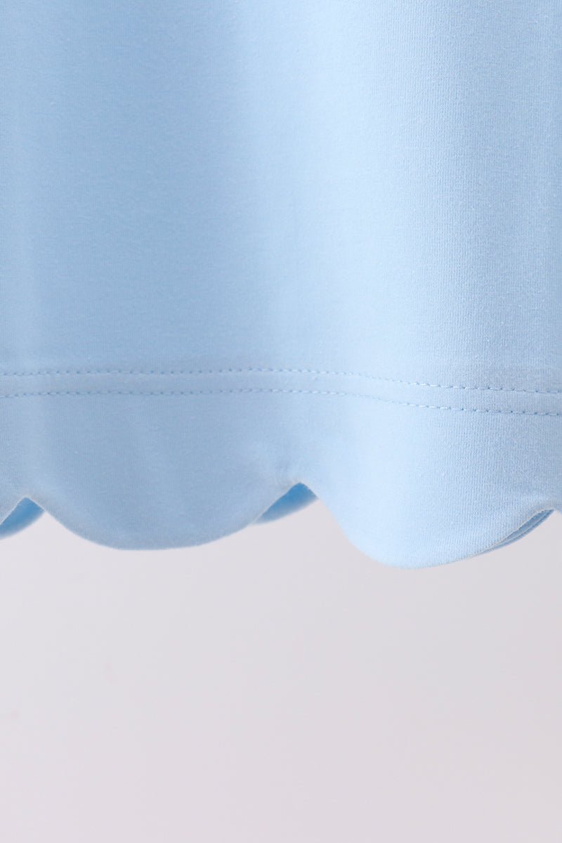 Blue Scalloped Bow Dress - Abbies Place