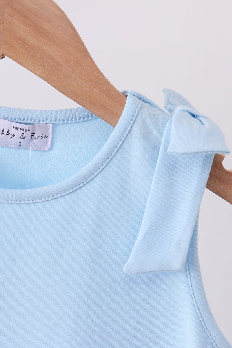 Blue Scalloped Bow Dress - Abbies Place