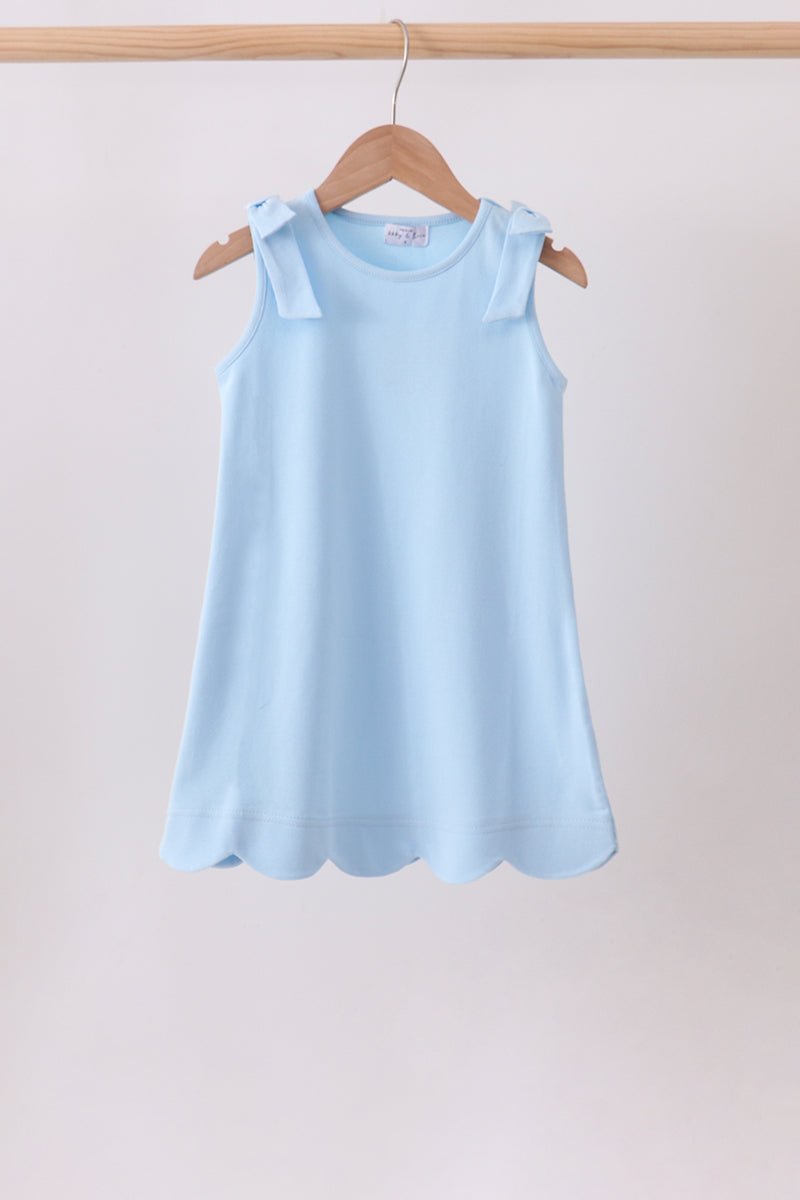Blue Scalloped Bow Dress - Abbies Place