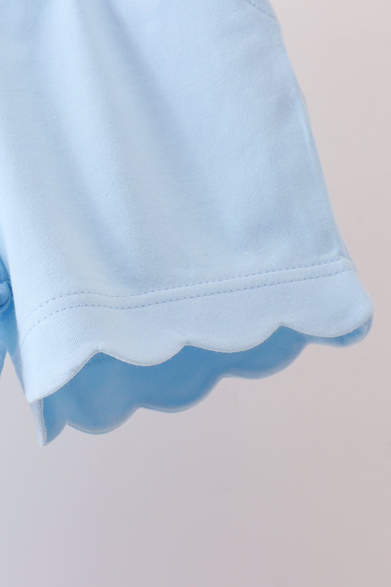 Blue Scalloped Shorts Set - Abbies Place