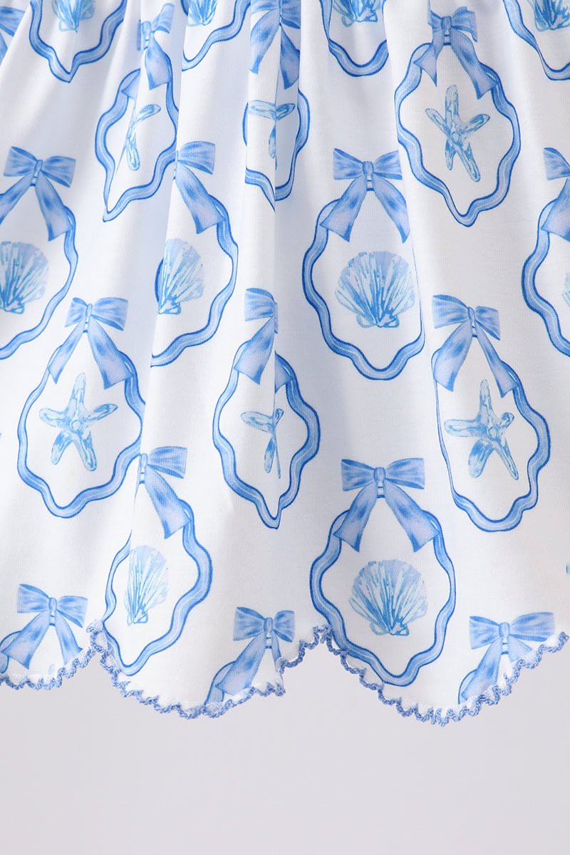 Blue Shells Embroidered Bloomer Set - Abbies Place