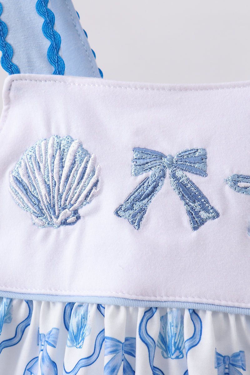 Blue Shells Embroidered Bloomer Set - Abbies Place
