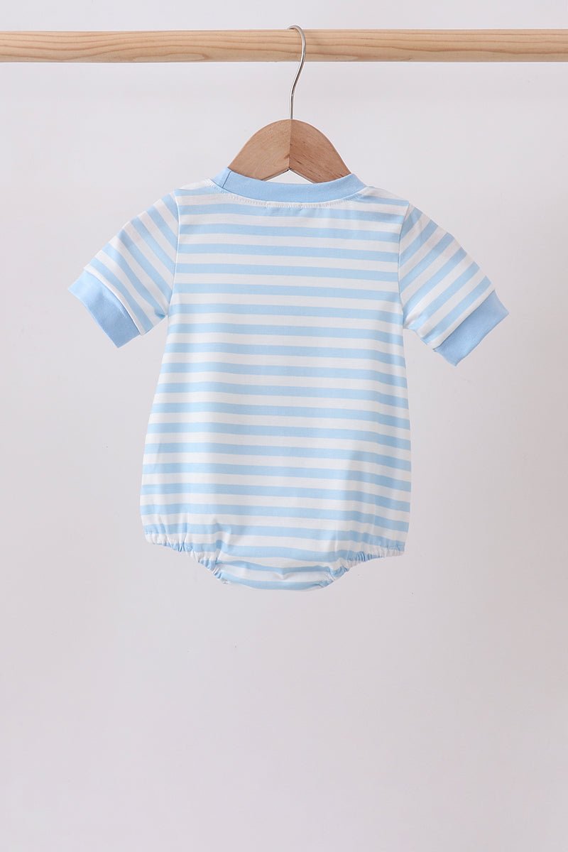 Blue Stripe Apple Book Appliqué Bubble - Abbies Place