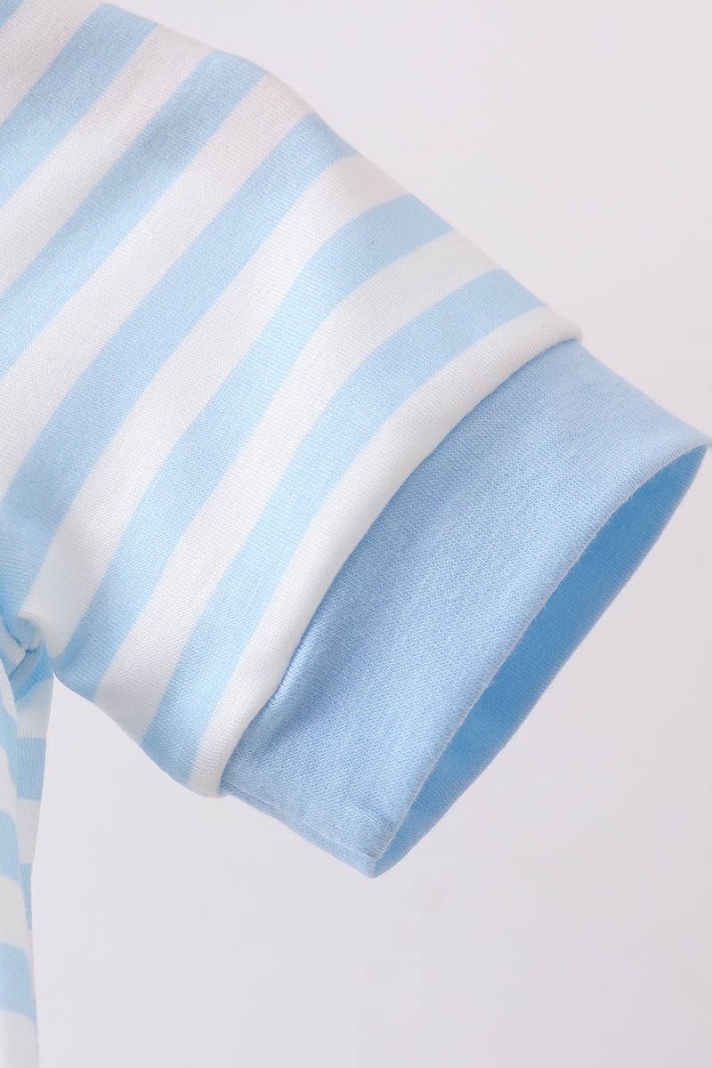Blue Stripe Apple Book Appliqué Bubble - Abbies Place