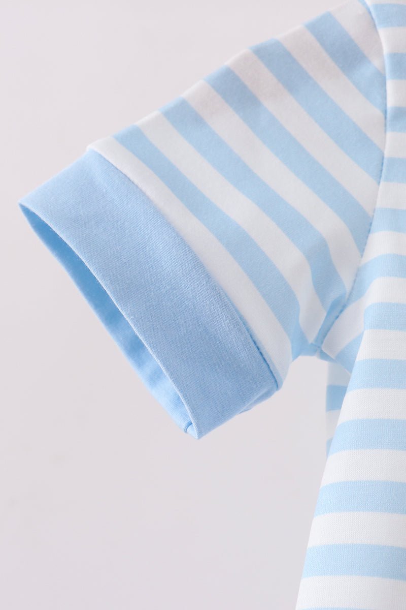 Blue Stripe Apple Book Appliqué Romper - Abbies Place