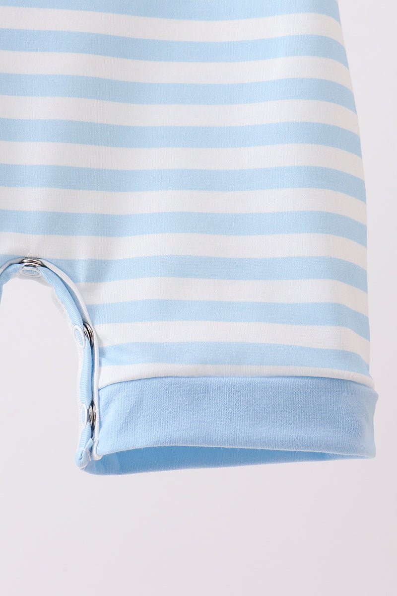 Blue Stripe Apple Book Appliqué Romper - Abbies Place