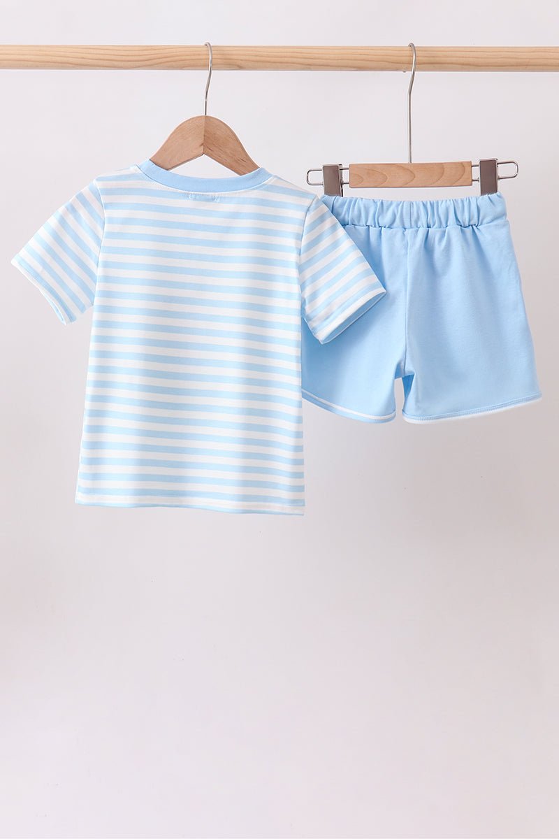 Blue Stripe Apple Book Appliqué Set - Abbies Place