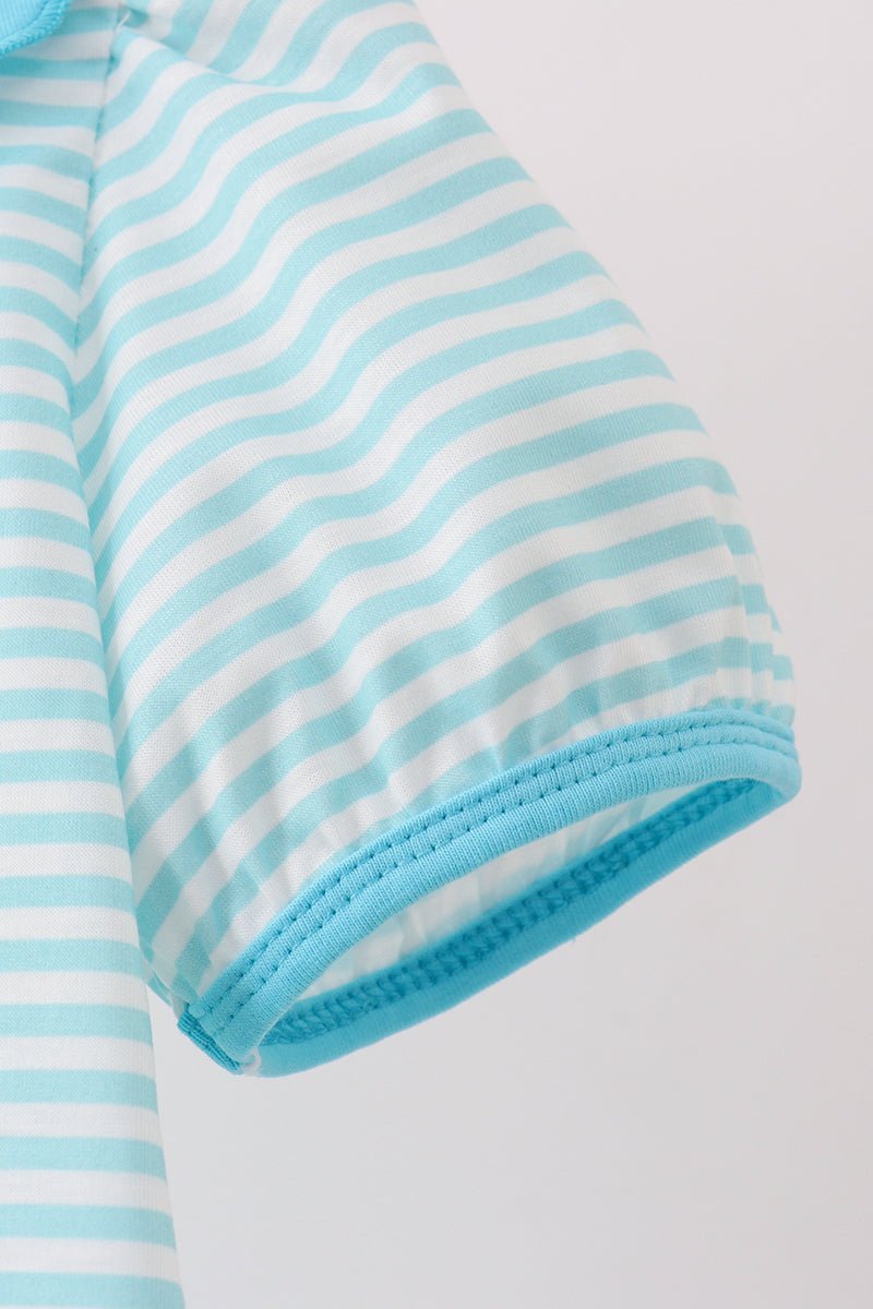 Blue Stripe School Bus Embroidered Top - Abbies Place