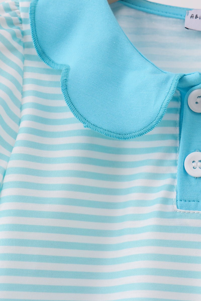 Blue Stripe School Bus Embroidered Top - Abbies Place
