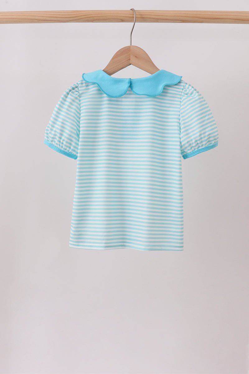 Blue Stripe School Bus Embroidered Top - Abbies Place