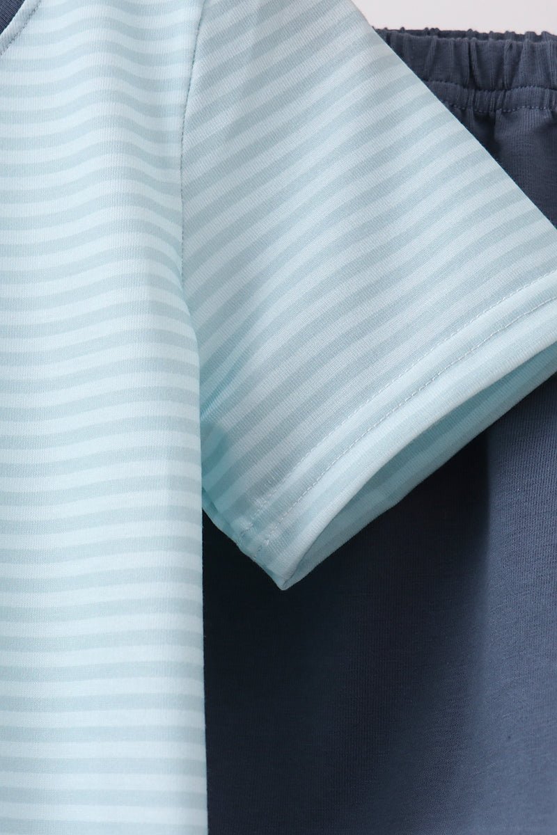 Blue Stripe Shorts Set - Abbies Place