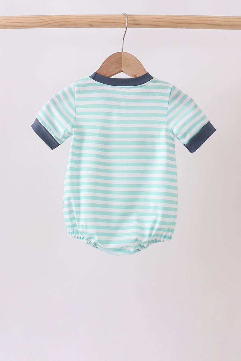 Blue stripe under the sea Embroidered Bubble - Abbies Place