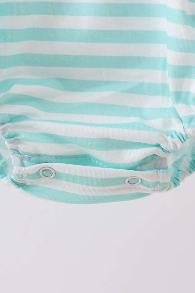 Blue stripe under the sea Embroidered Bubble - Abbies Place
