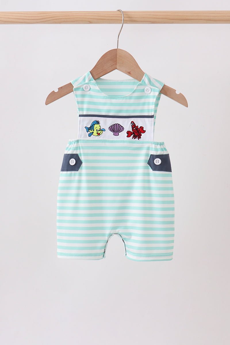 Blue stripe under the sea Embroidered Jon Jon - Abbies Place