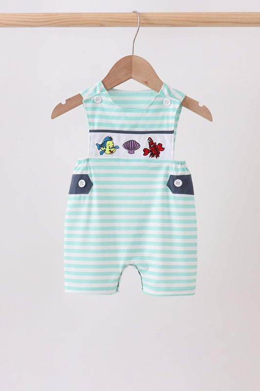 Blue stripe under the sea Embroidered Jon Jon - Abbies Place