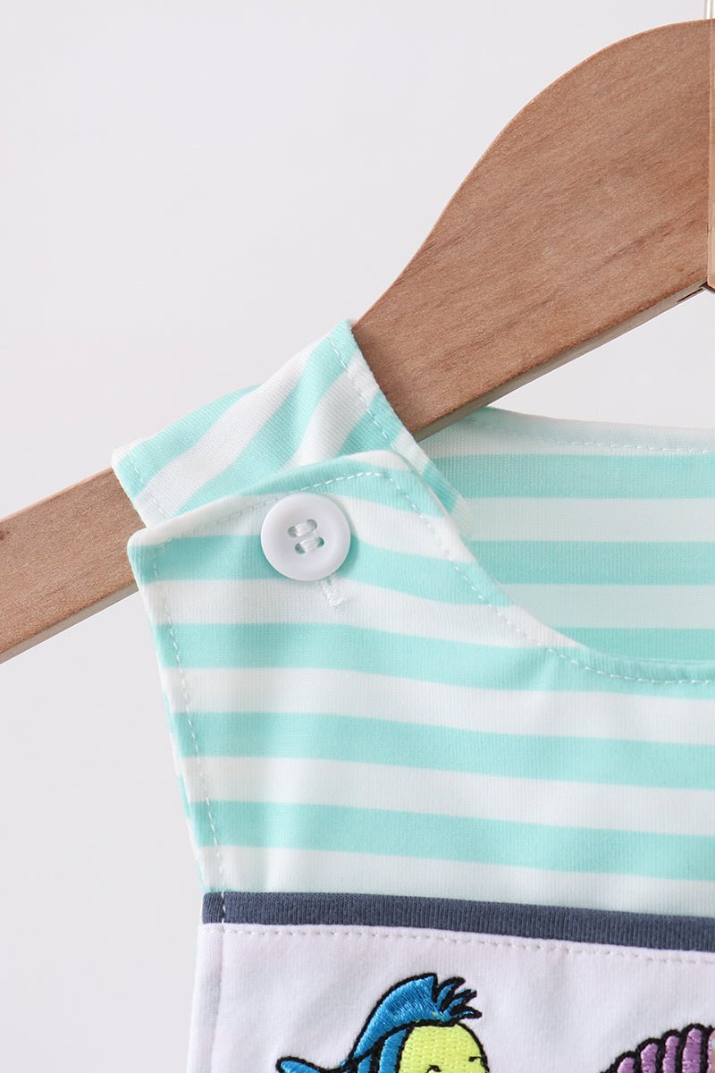 Blue stripe under the sea Embroidered Jon Jon - Abbies Place