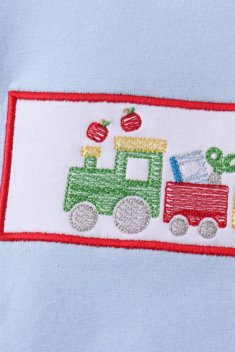 Blue Train Embroidered Set - Abbies Place