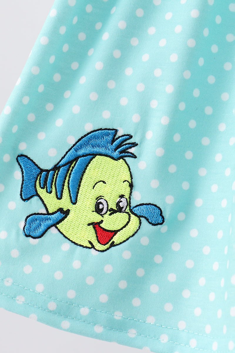 Blue under the sea Embroidered Bloomer Set - Abbies Place