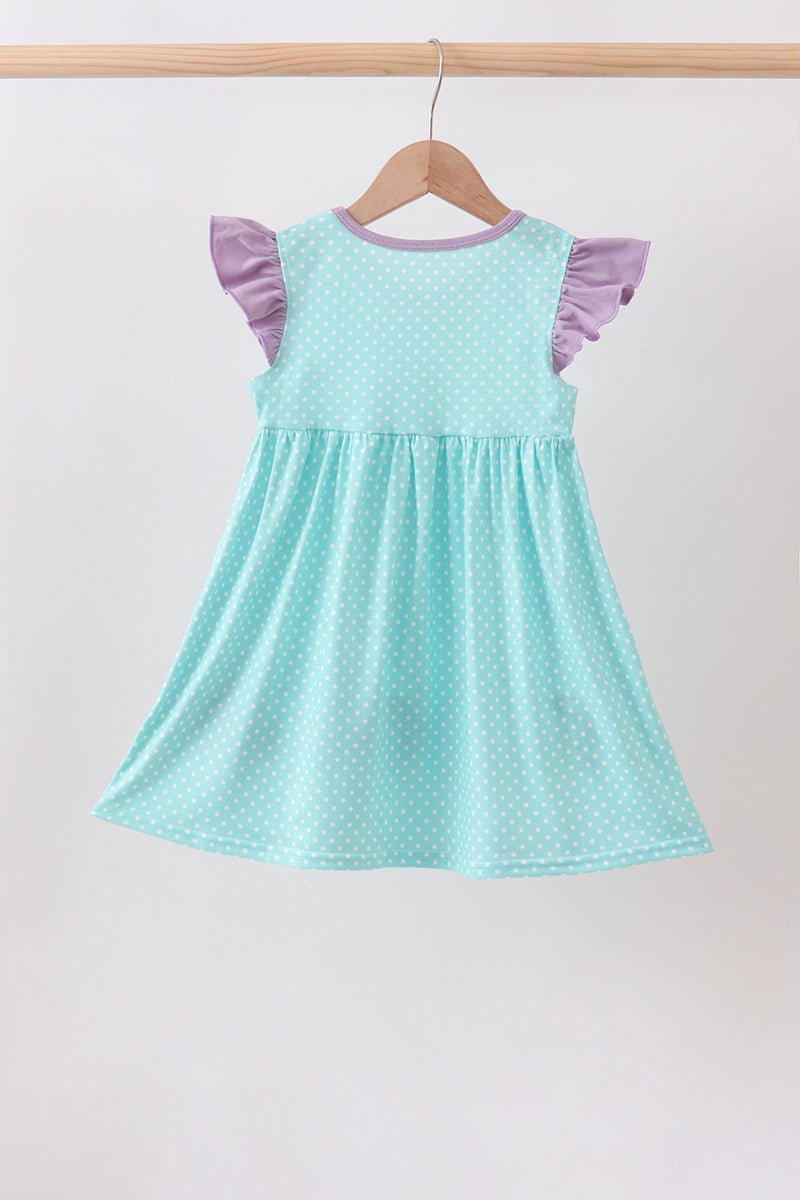 Blue under the sea Embroidered Dress - Abbies Place