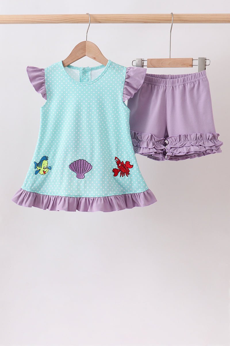 Blue under the sea Embroidered Set - Abbies Place