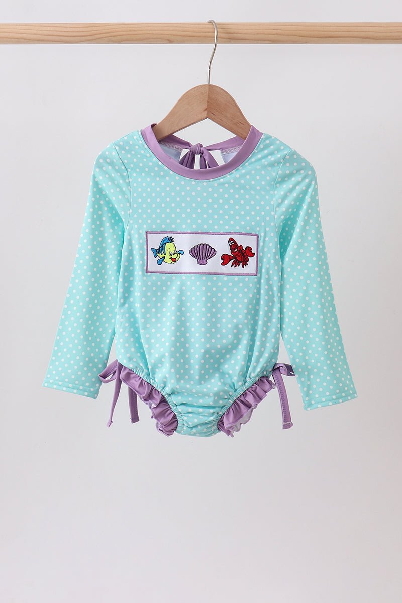 Blue under the sea Embroidered UPF Rashguard - Abbies Place